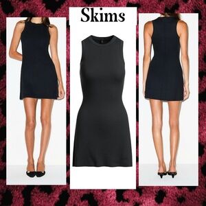 Skims Cotton Rib Tank Mini Dress Soot